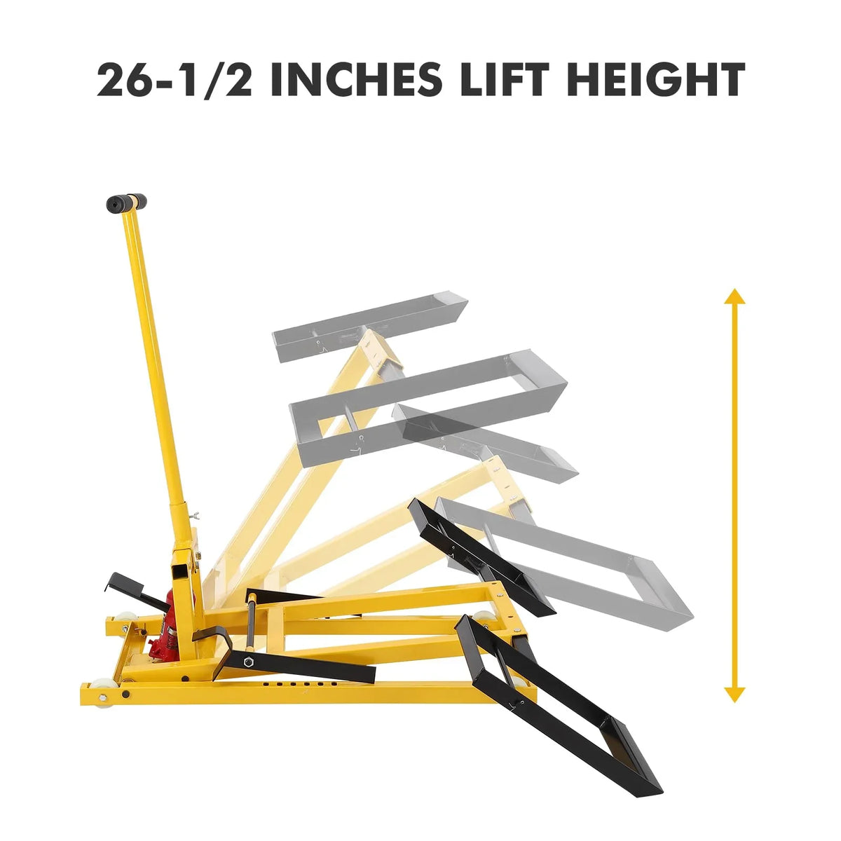 26 Inch Hydraulic Lawn Mower Lift, 500 LBS Capacity, Solid Steel, for Riding Mowers Tractors ATVs