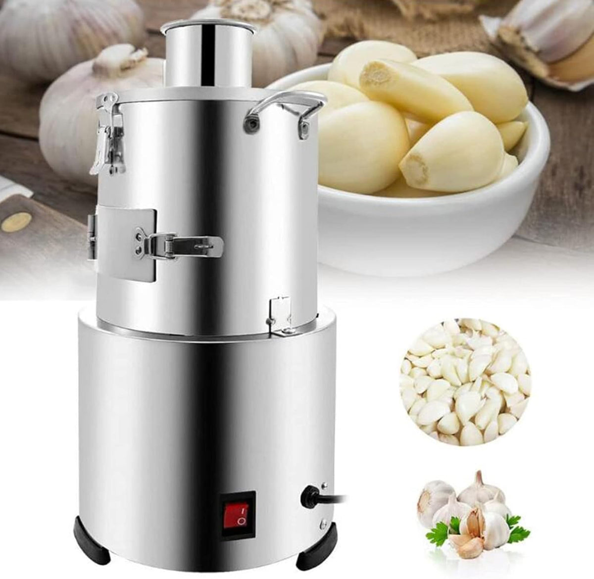 Commercial Electric Garlic Peeler Machine 200W 110V/220V 30kg/H Stainless Steel Garlic Peeling & Separating Machine for Home Restaurant