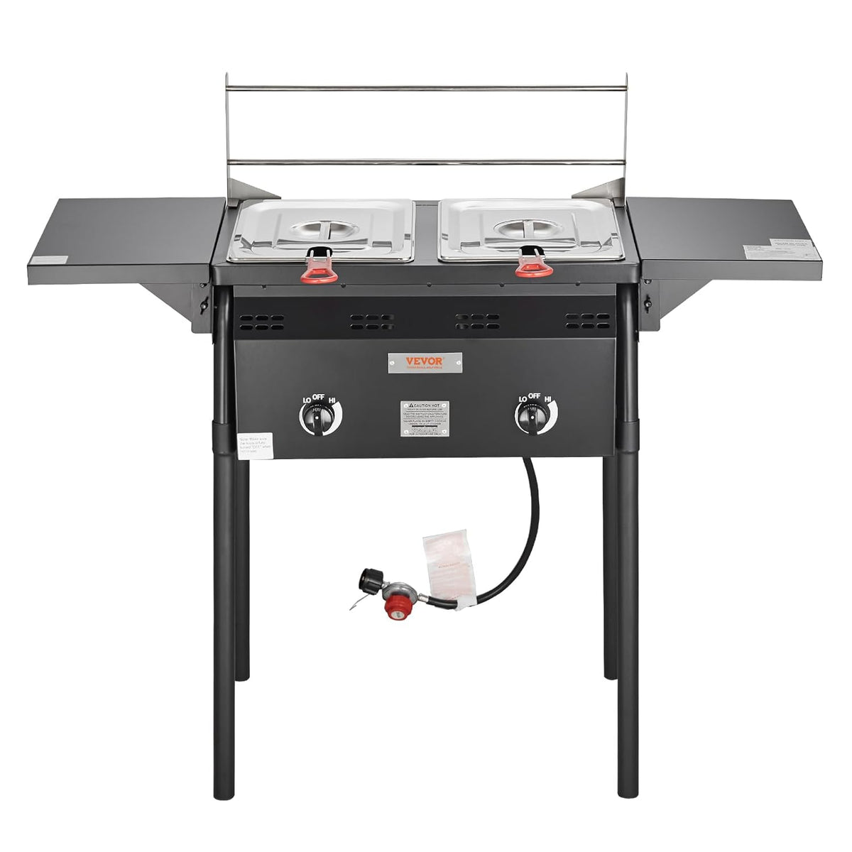Outdoor Dual Burner Propane Fryer, 16-Gallon Stainless Steel with Basket & Thermometer