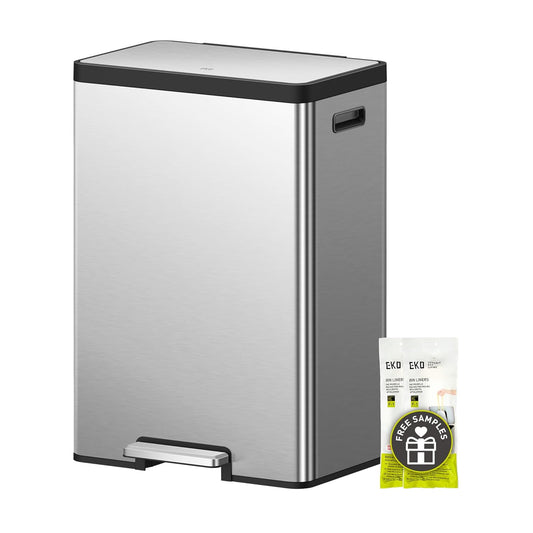 30L+30L Dual Stainless Steel Kitchen Recycling Bin, Foot Pedal, Slow Close, Fingerprint Resistant