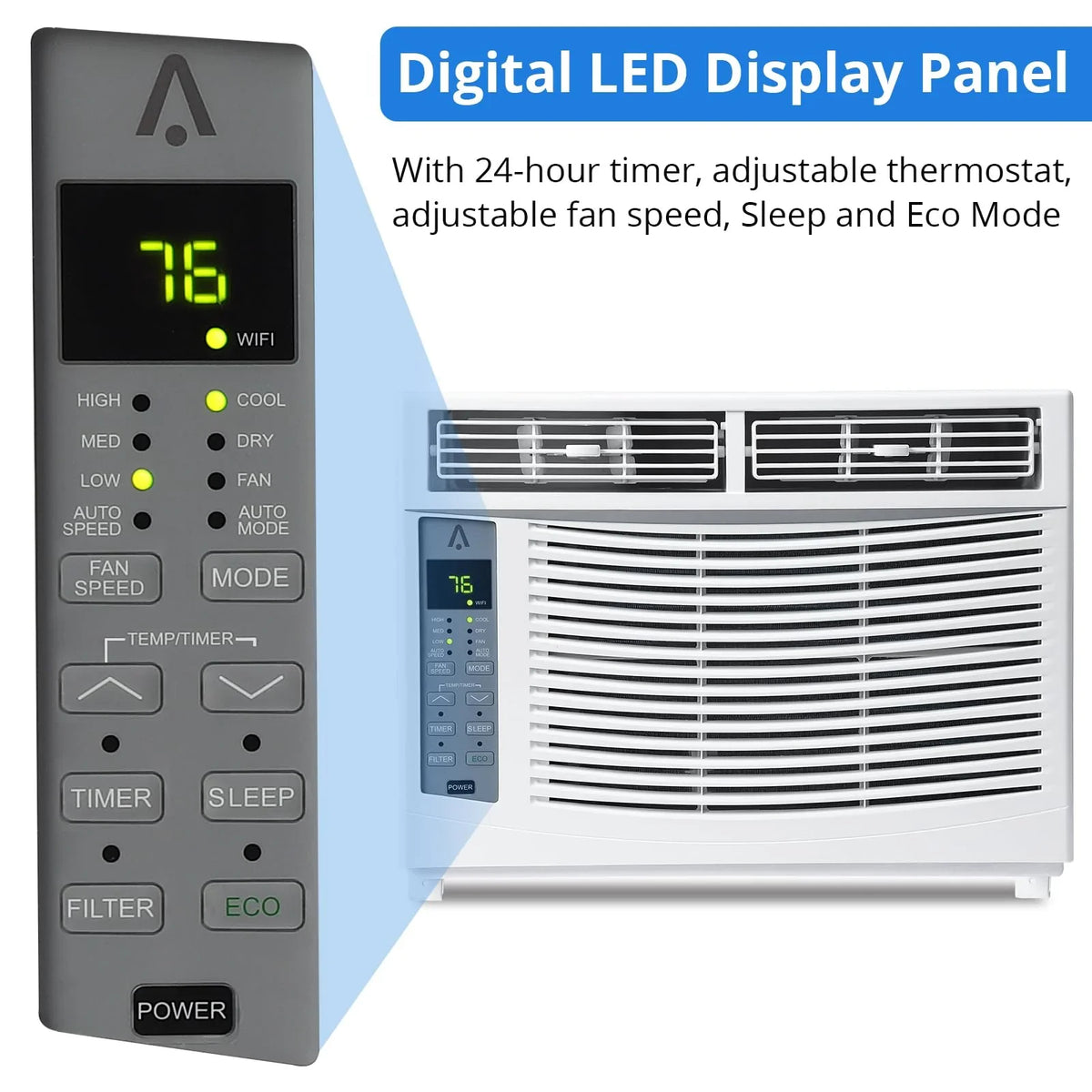 6000 BTU 115V Window Air Conditioner, Reusable Filter Controls, 250 Sq.Ft Coverage