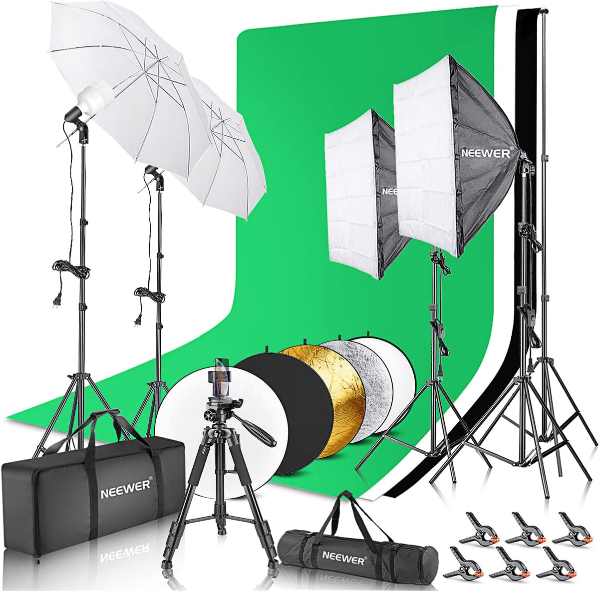 8.5x10ft Photography Lighting Kit with Backdrop Stand & LED Softbox for Studio Video Shooting