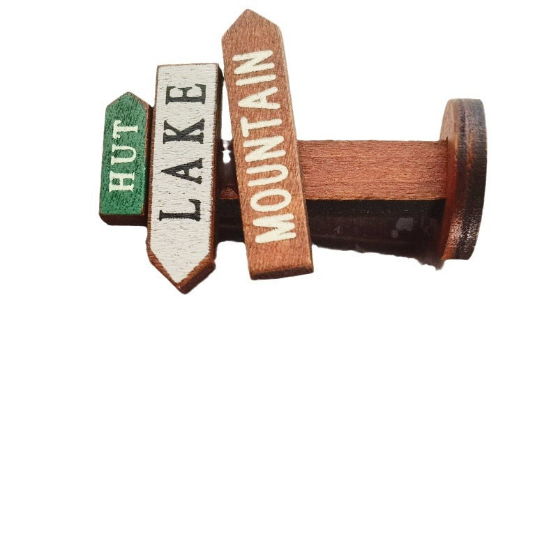 Wooden Garden Road Sign Miniature Decoration