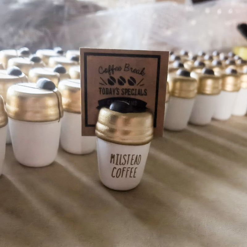 Wooden Gold Coffee Cup Message and Card Holder
