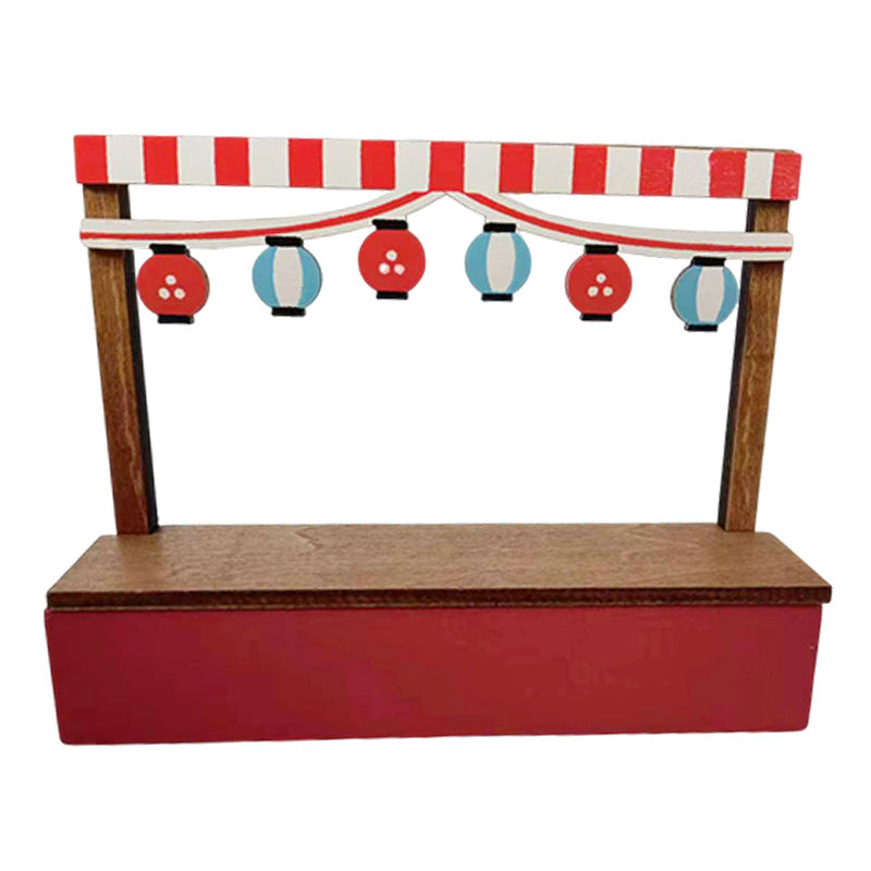 Mini wooden cat ice cream cart decoration