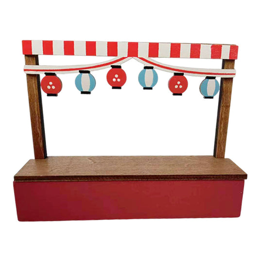 Mini wooden cat ice cream cart decoration