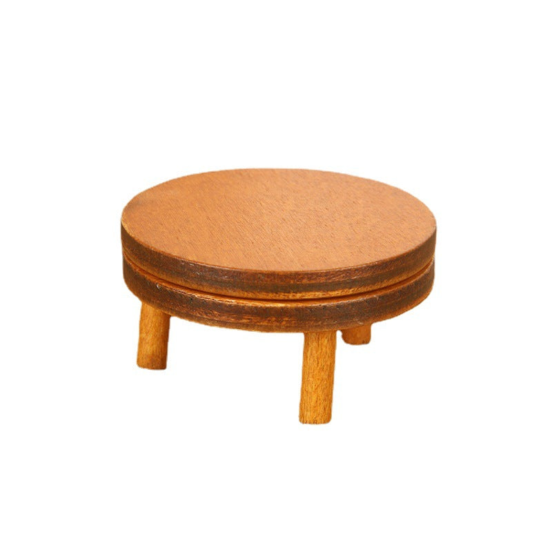 Mini wooden round stool decorative ornament