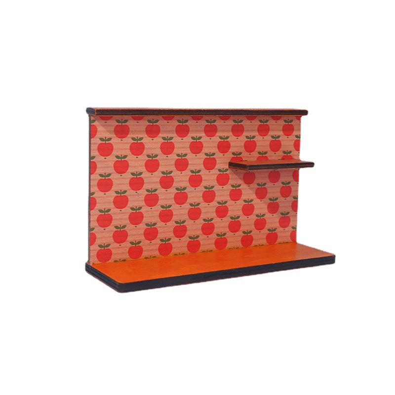 Mini wooden apple display stand and backdrop