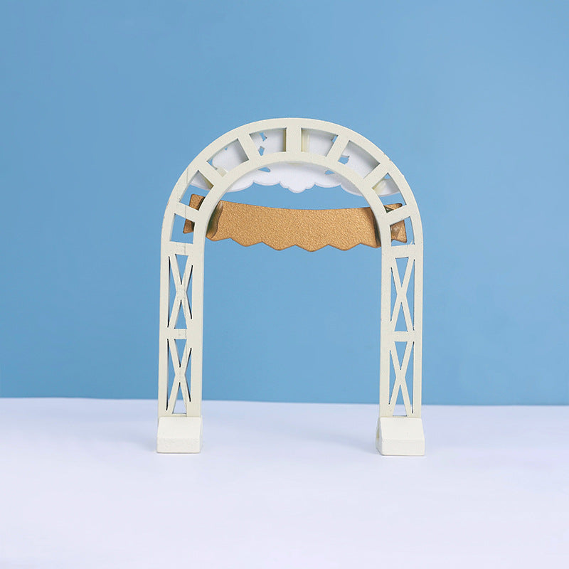 Wooden Garden Courtyard Arch Miniature Decoration