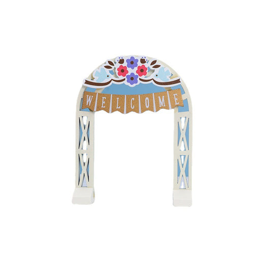 Wooden Garden Courtyard Arch Miniature Decoration