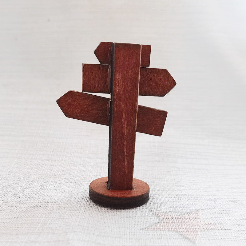 Wooden Garden Road Sign Miniature Decoration