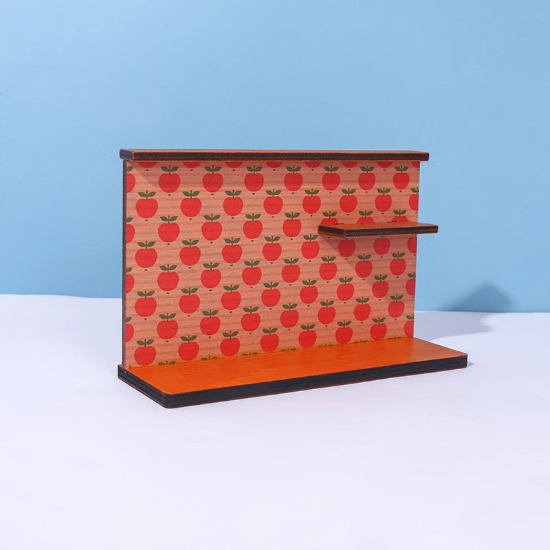 Mini wooden apple display stand and backdrop