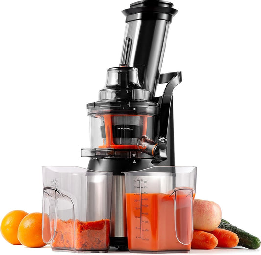 3-Inch Wide Feed Chute Slow Juicer, 240W Whole Fruit & Vegetable Juicer, Easy Clean, High Juice Yield, BPA-Free
