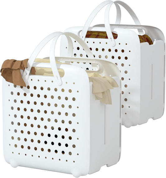 45L Foldable Plastic Laundry Basket 4-Piece Set with Handles