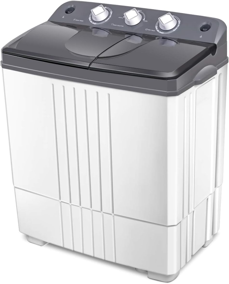 20lb Capacity Portable Washing Machine Combo, 12lb Washer & 8lb Spin Dryer, Ideal for Apartments & RVs, Gray & White