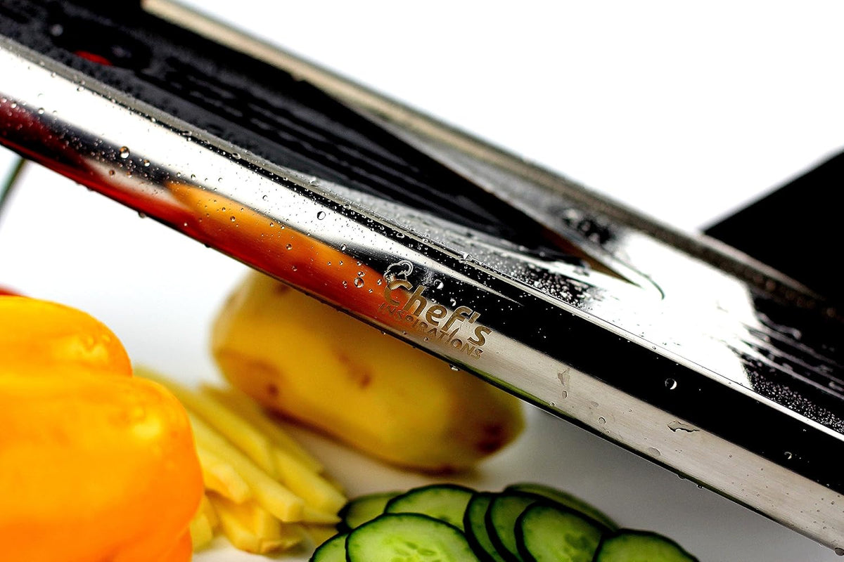 Advanced V-Shaped Stainless Steel Food Slicer, 6 Blades & Accessories