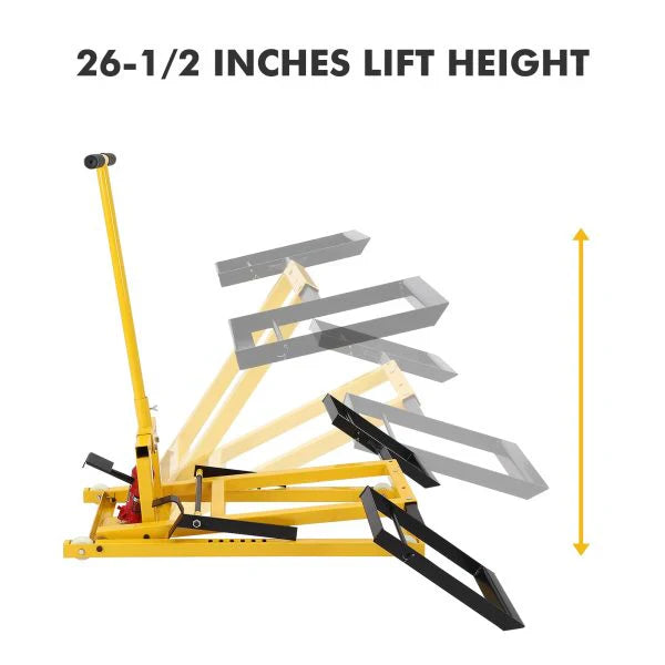26 Inch Hydraulic Lawn Mower Lift, 500 LBS Capacity, Solid Steel, for Riding Mowers Tractors ATVs