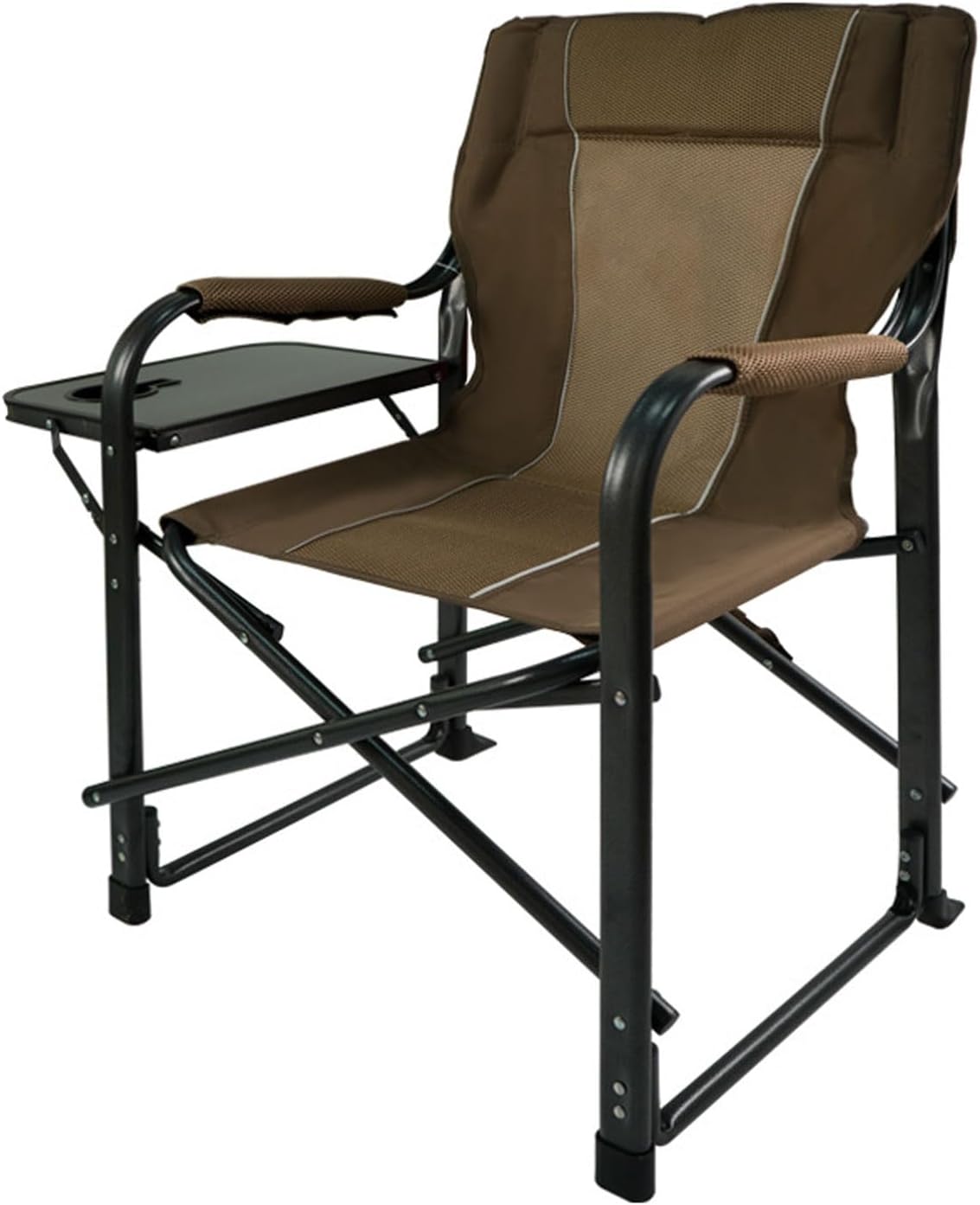 Camping Chair with Side Table Heavy Duty Armrest Folding Recliner for Outdoor Lawn Fishing Picnic Hiking-Red
