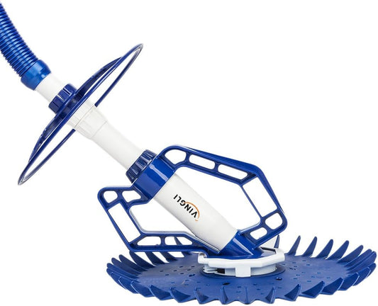 Pool vacuum cleaning machine (floor type) - Indoor and outdoor automatic pool cleaner, equipped with a 33-foot long hose (navy blue)
