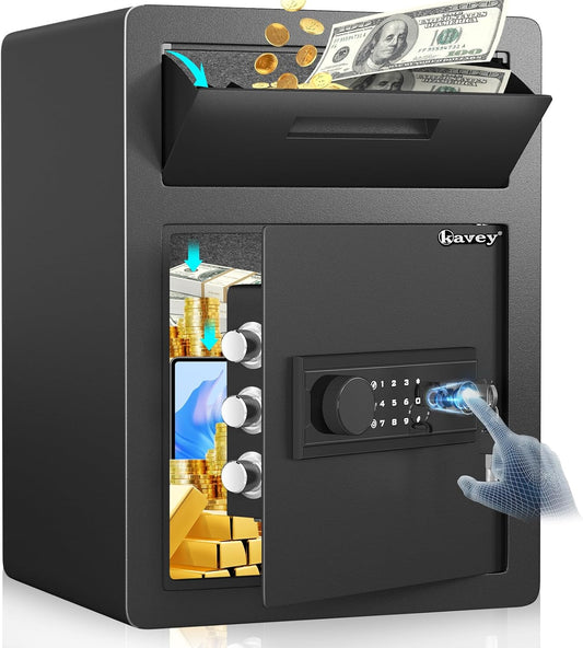 2.0 Biometric Security Safe, Fingerprint & Backlit Touch Keypad, Dual Alarm System, Silent Mode & LED Light