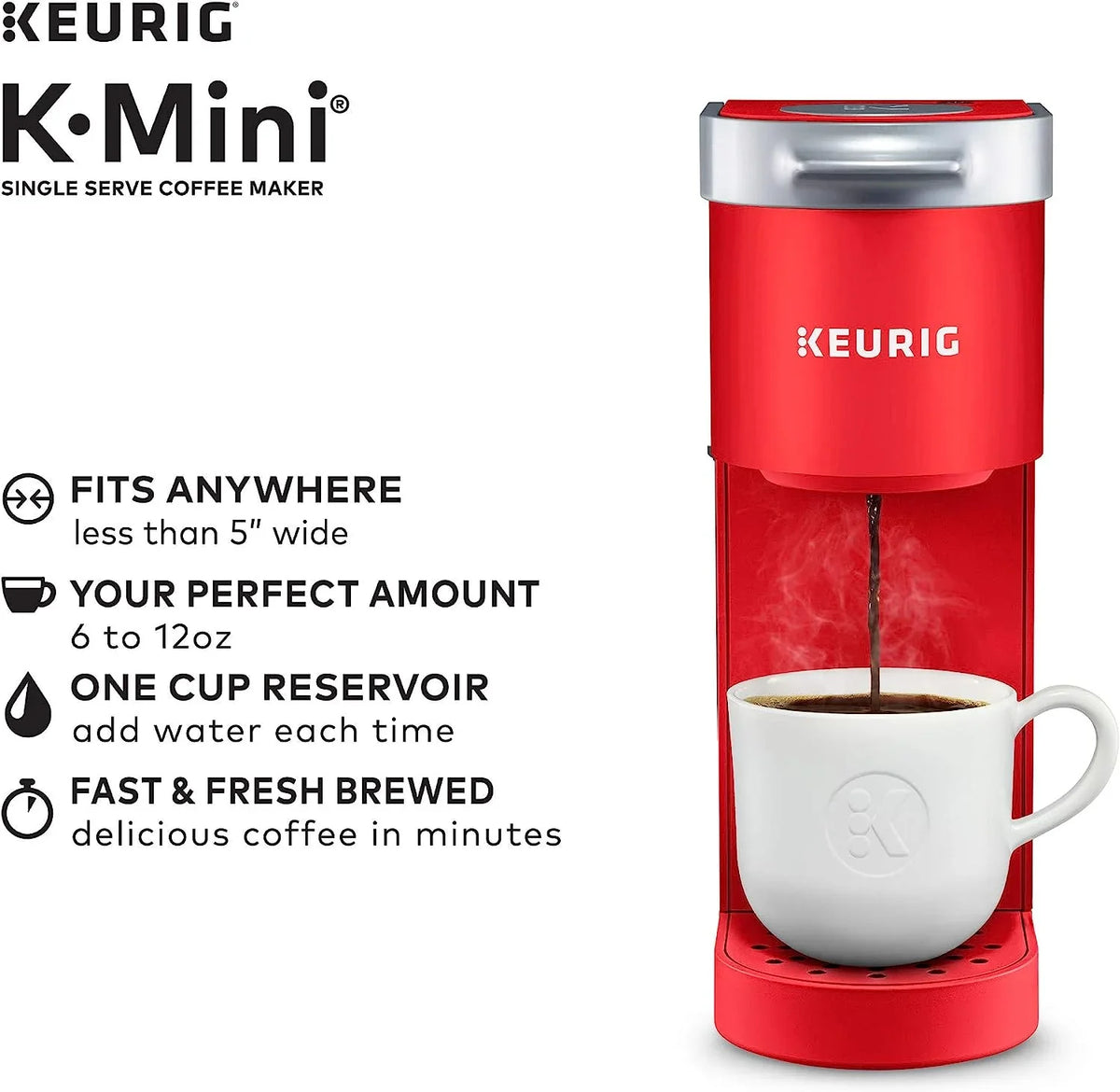 Keurig K-Mini Single Serve K-Cup Pod Coffee Maker, Poppy Red