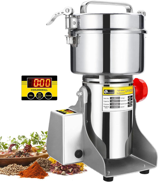400g Swing Type Electric Grain Herb Grinder, High-Speed Commercial Dry Powder Machine, CE Certified