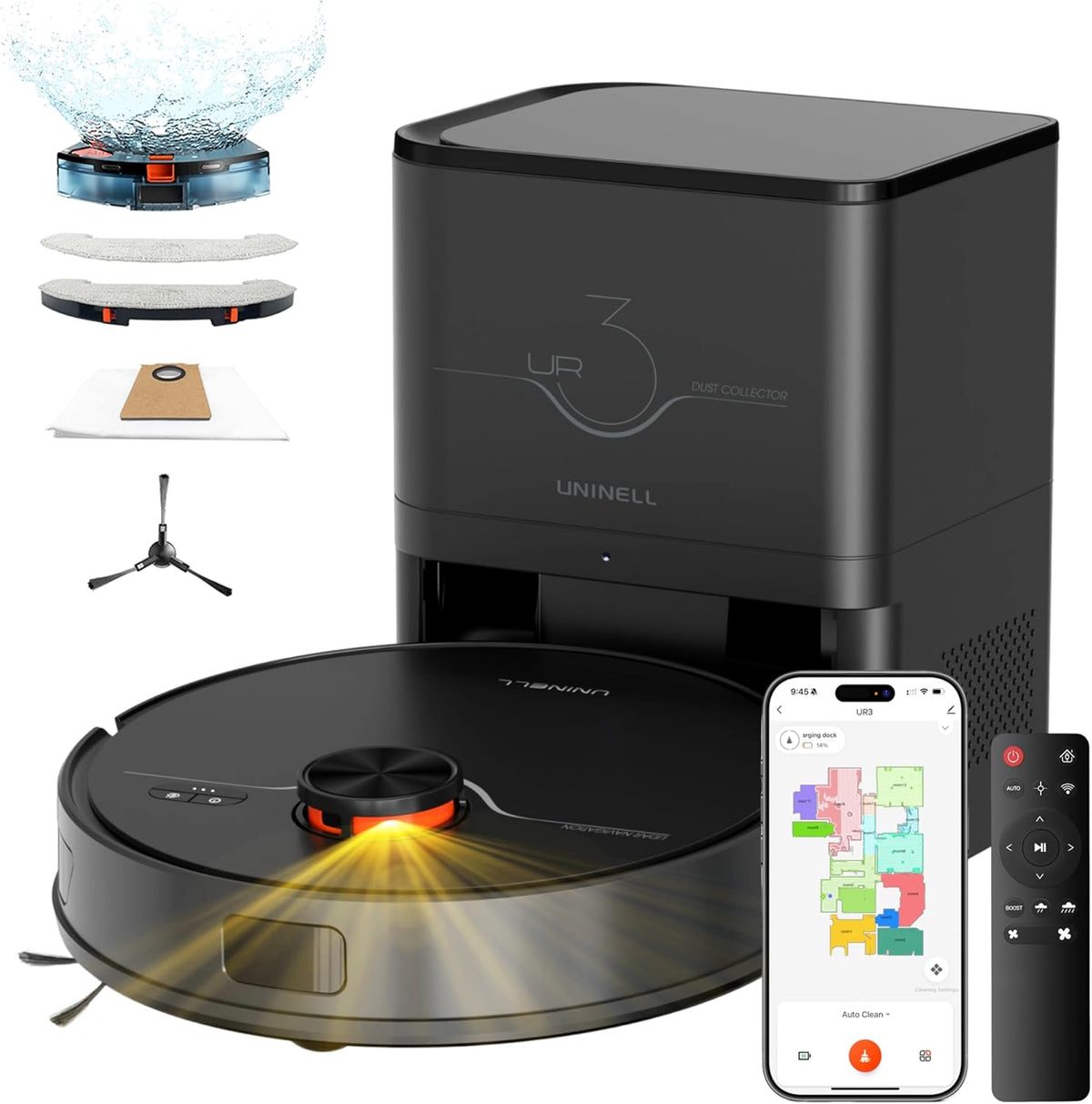 5000Pa Robot Vacuum Mop Cleaner, 180min Runtime, 70-Day Auto-Empty, Laser Navigation, Wi-Fi/App/Alexa, For Pet Hair Hard Floors