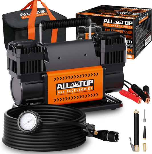 12V Portable Dual Cylinder Air Compressor Kit, 12.35CFM, Heavy-Duty 150PSI Max, Off-Road Tire Inflator for Trucks, 4WD & RVs