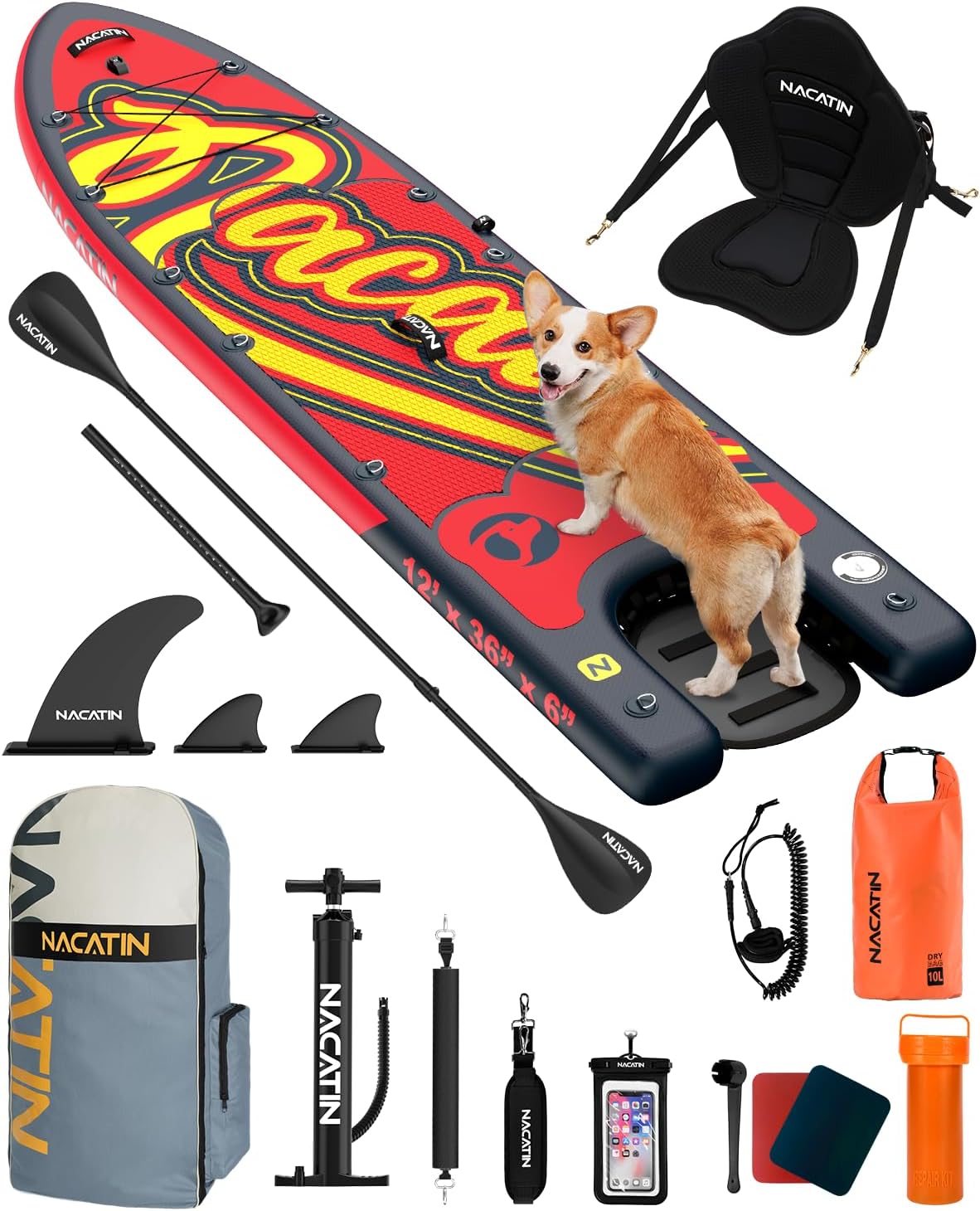 Inflatable SUP with Dog Ramp, Complete Set for Adults & Dogs