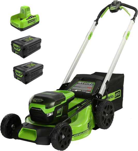 60V 21" Cordless Self-Propelled Lawn Mower, 2 x 4.0Ah Batteries & Dual Port Rapid Charger